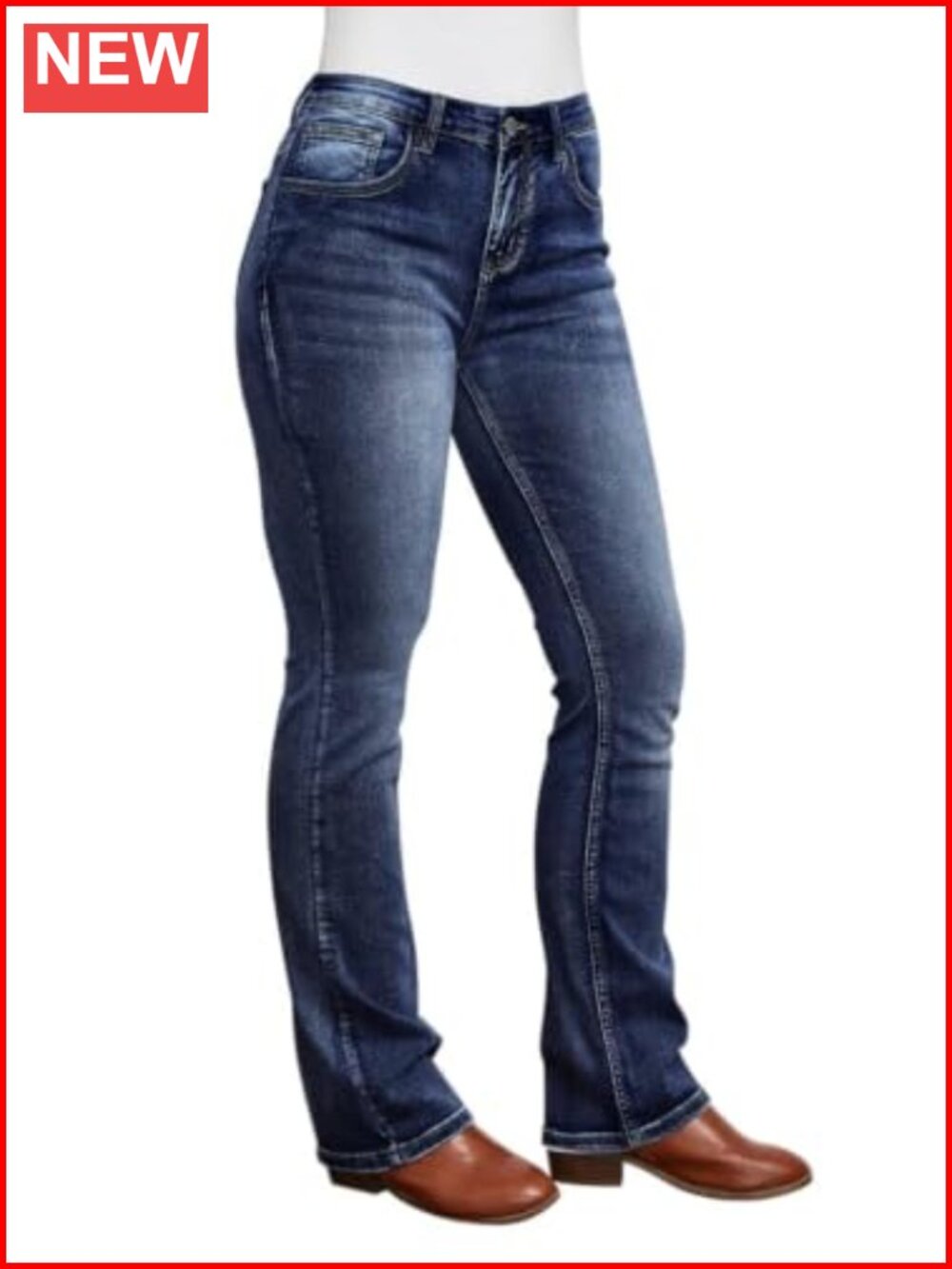 Women's Mid Rise Bootcut Stretch Denim Jeans Western Straight Leg